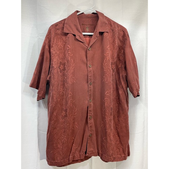 Tommy Bahama Shirt Sleeve Button Down Burgundy 100% Silk Size L - Picture 2 of 5